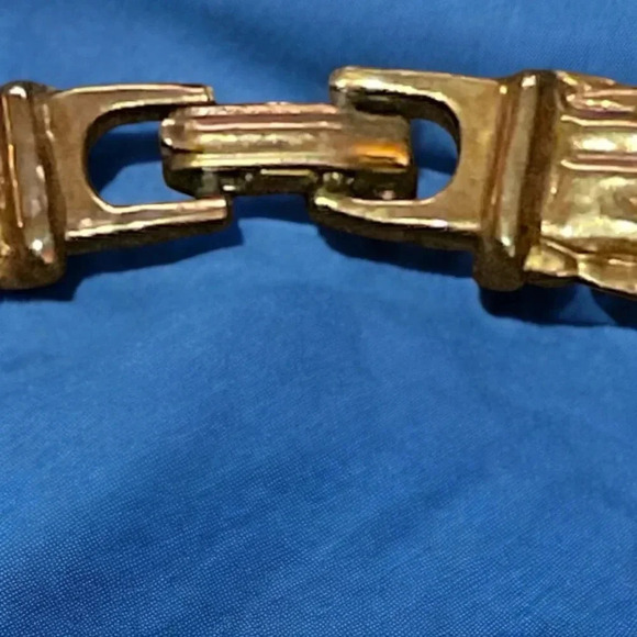 Vintage Rhinestone X Gold Tone Bar Link Collar Necklace - Picture 8 of 12